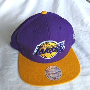 Mitchell & Ness Los Angeles LA Lakers Snapback Hat Cap Purple Yellow